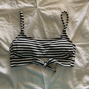 Black and white striped swimsuit top